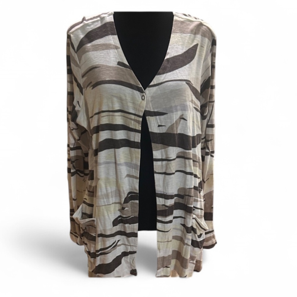Striped Open Front Cardigan